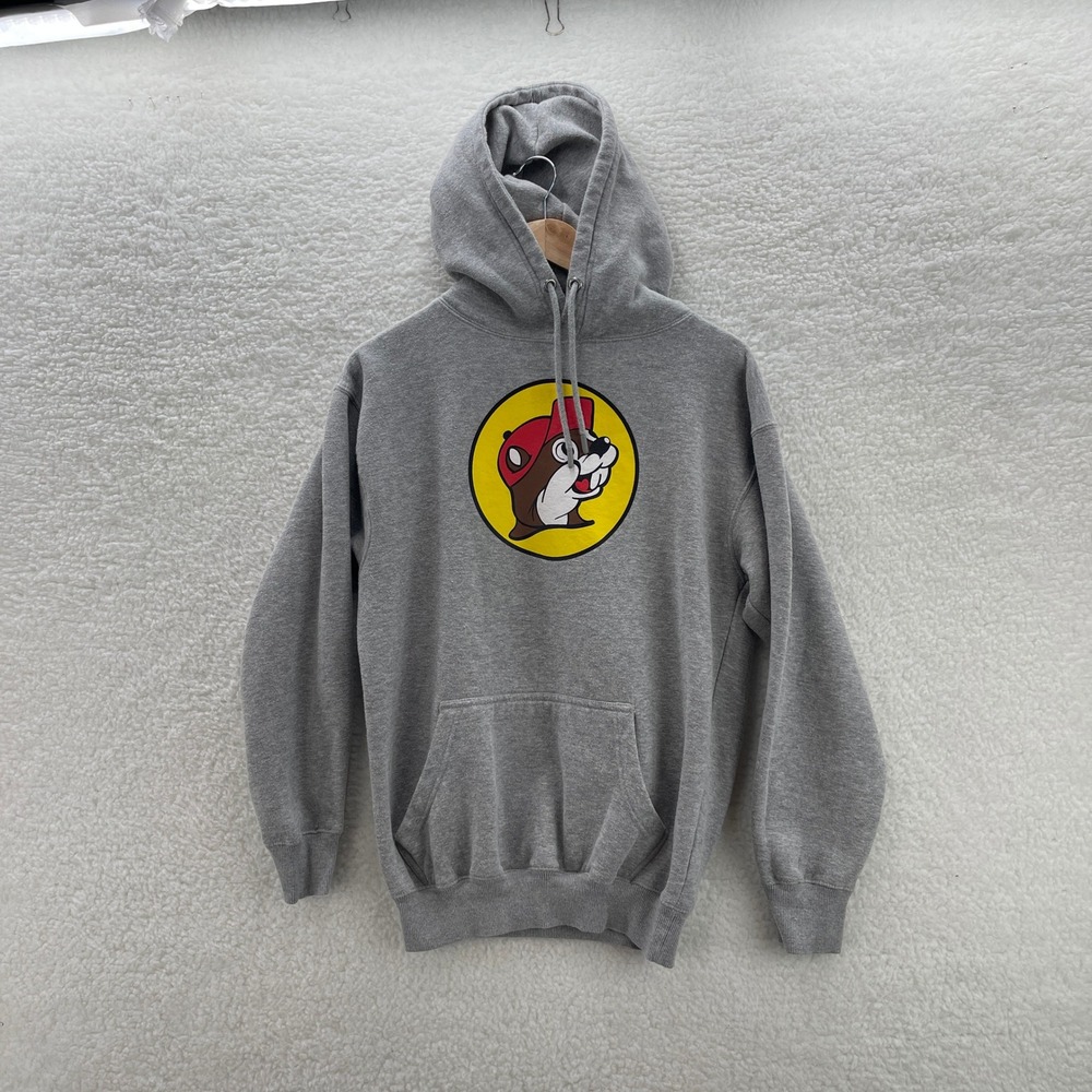 Bucees Hoodie Mens Small Gray Pullover Sweatshirt Sweater Gas Station Highway